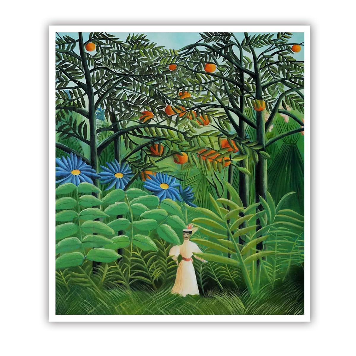 SHENGPOSTER Tropical Landscape Canvas Wall Art Woman Walking in an Exotic Forest Henri Rousseau Prints Jungle Wall Decor Poster for Bedroom Home Frameless 85x110cm