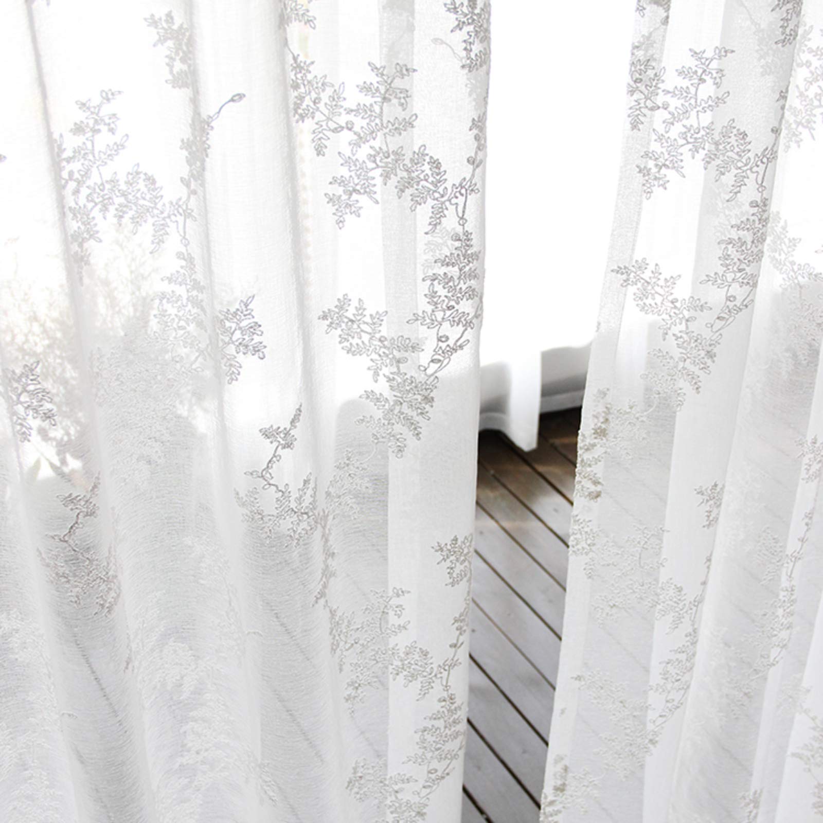 Voile tulle rideau brodé blanc 150x270 pour illuminer une chambre chaleureuse