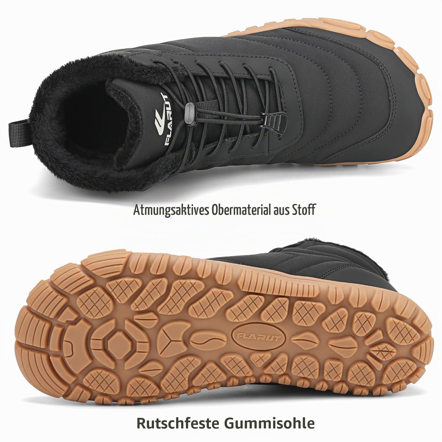 FLARUT Herren Damen Winter Barfußschuhe Winterschuhe Schnee | Warme Gefüttert,Breite Zehen,Leicht,Wasserabweisend,Rutschfest Gummisohle