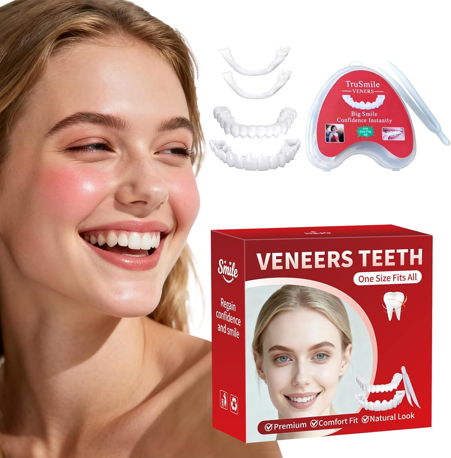 Veneers Teeth for Women and Men, Tooth Temporary Replacement Kit, Nature and Comfortable-A03