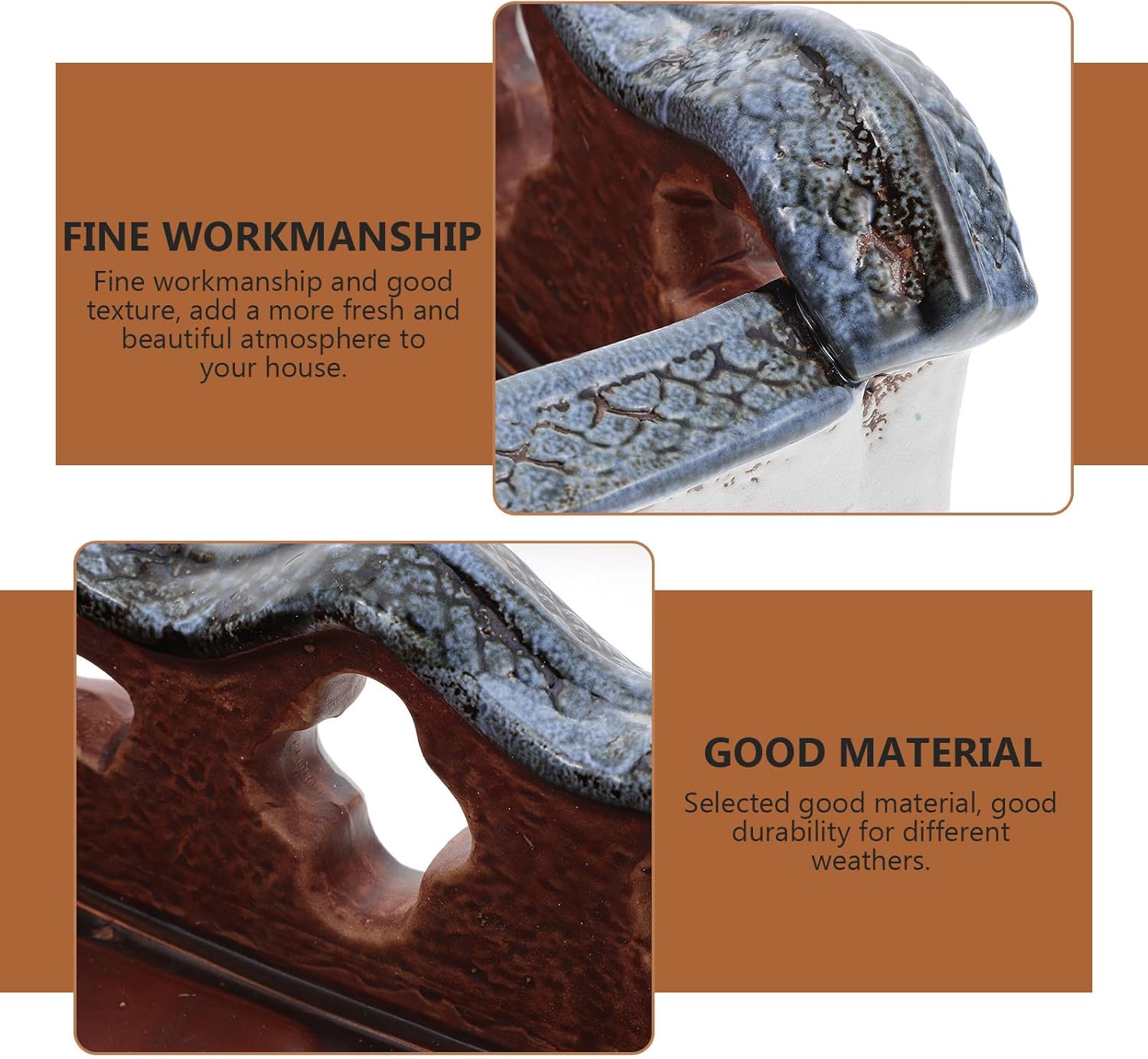 Luxshiny Retro Ceramic House Shaped Flowerpot Succulent Planter for Indoor and Outdoor Garden Vintage Style Small Decorative Plant Container