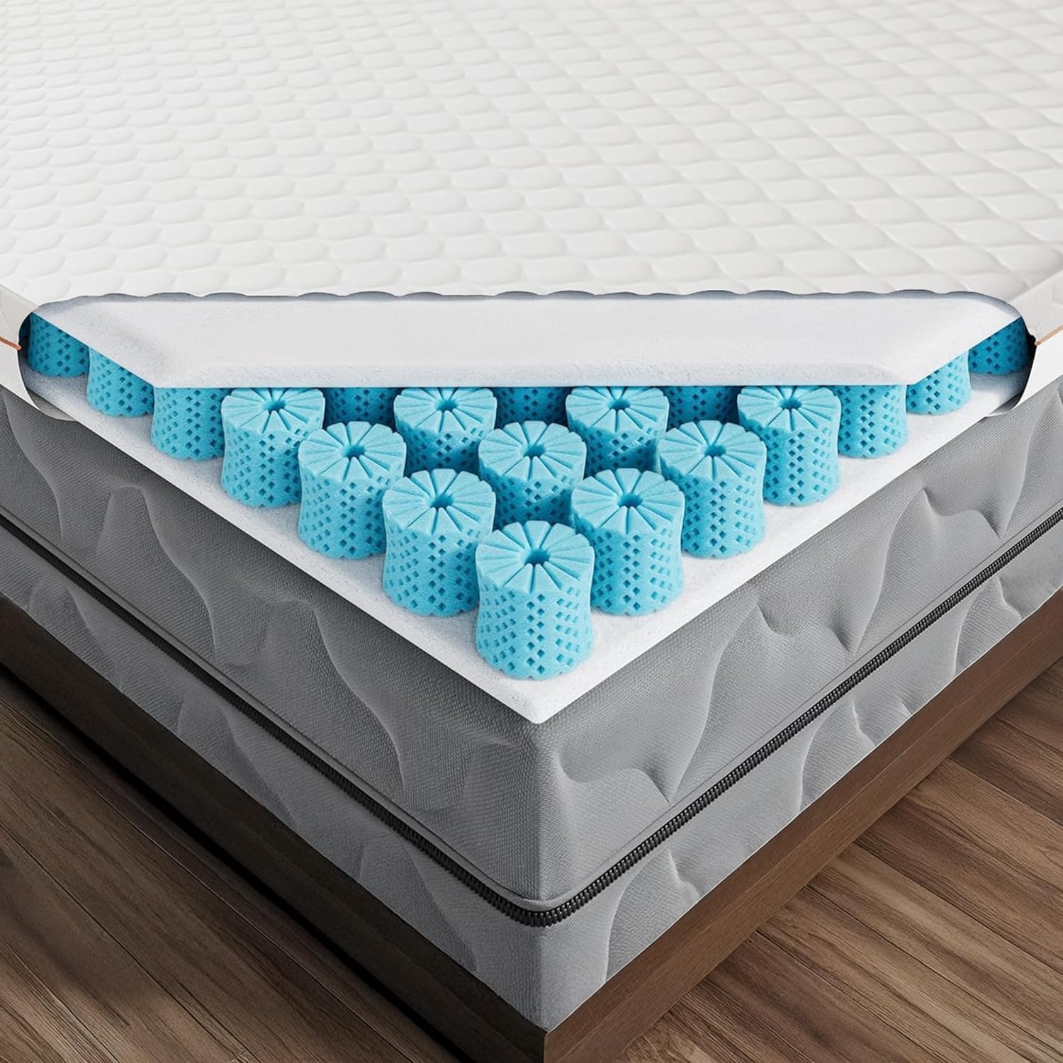 RV King Cooling Mattress Topper, 3-Inch with Octaspring® Technology for Optimal Back Support, Medium Firmness