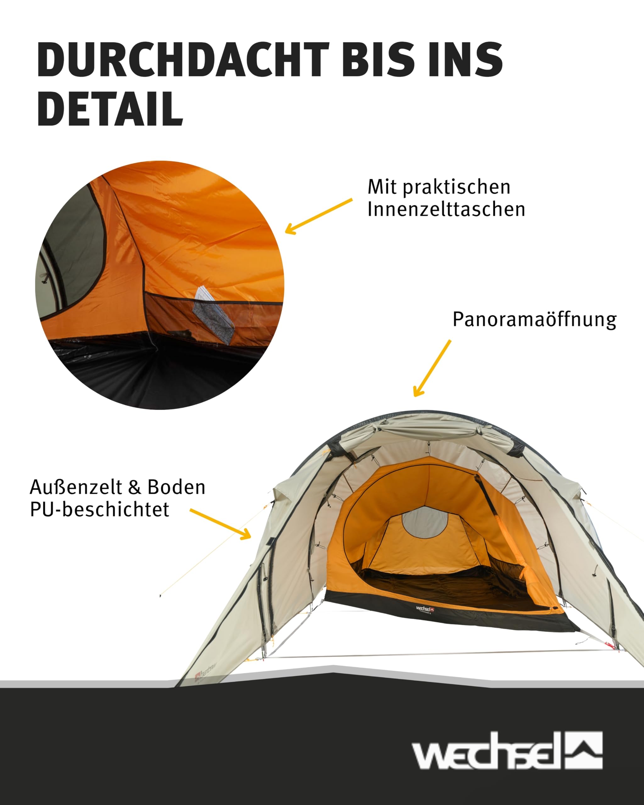 Wechsel Trekkingzelt Outpost 3 I Tunnelzelt für 3 Personen I schnell aufbaubares 3-Personen-Zelt I kompakt & transportabel I ideales Outdoor-Zelt für Camping