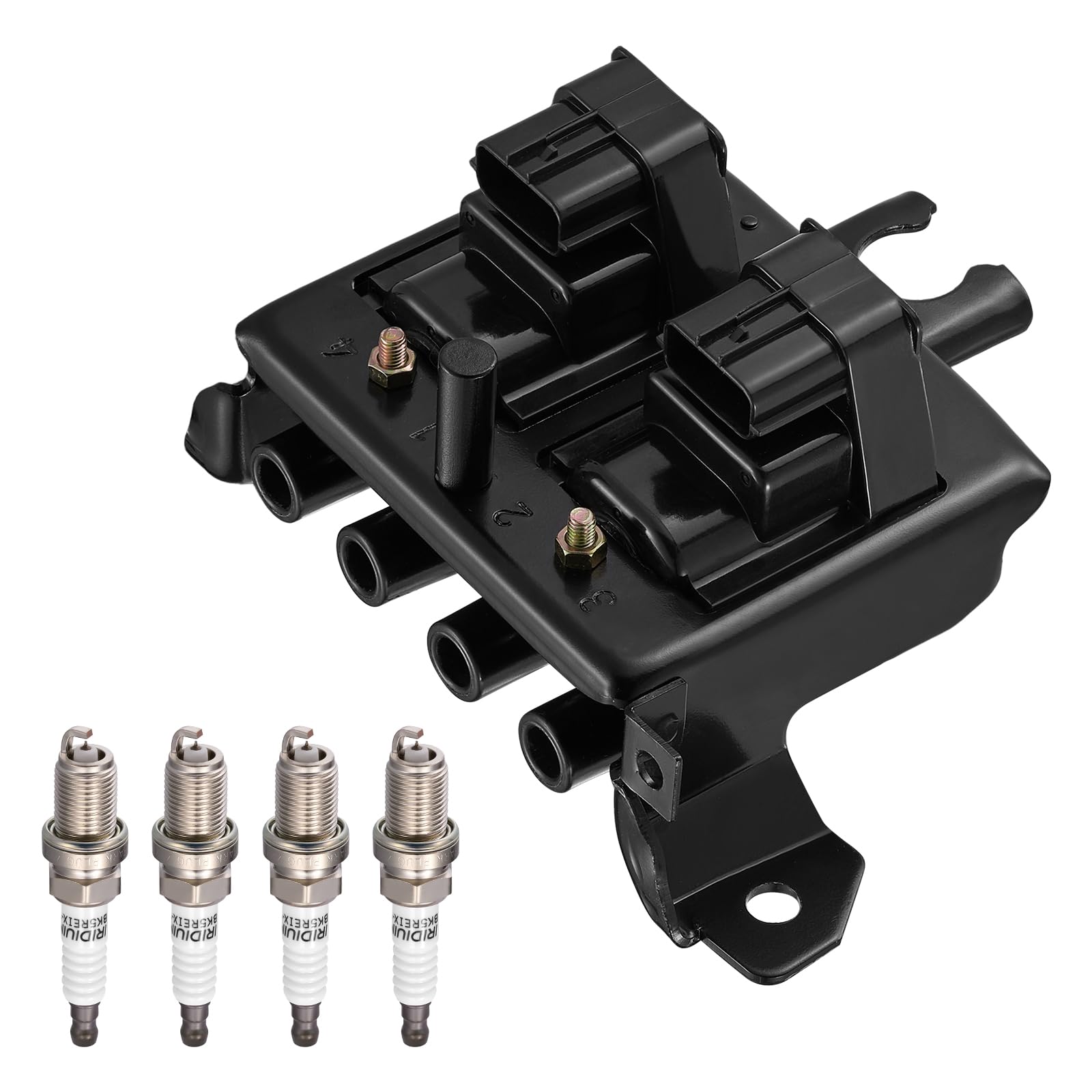 BDFHYK 1 Ignition Coil UF343 and 4 Spark Plug 2647 for Mazda Miata 99-00