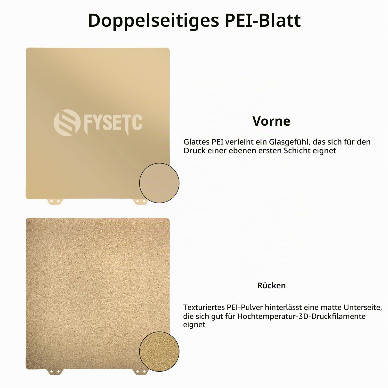 BCZAMD for Anycubi-Vype-r 3D Drucker Teile JanusBPS Bauplattform 265 x 250 mm, beidseitig bedruckt (PEI Pulver + glattes PEI) Ohne Magnetaufkleber, Federstahlblech, beheizte Bettfl?che¡­