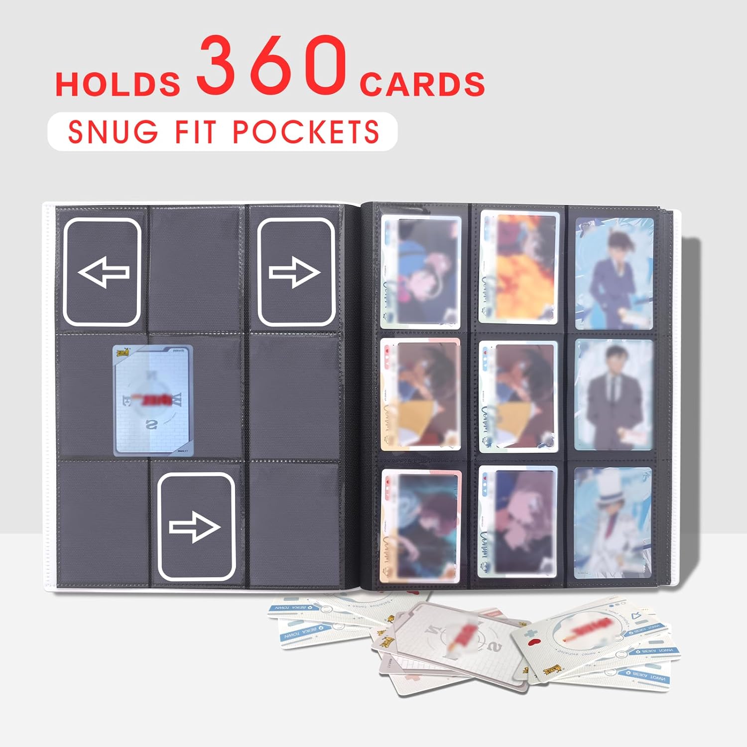 9-Pocket Trading Card Binder with Fixed Pages, 360-Pocket Card Album for Standard Size Cards, Side-Loading Card Holder for TCG, MTG, Sports, and Game Cards – Black