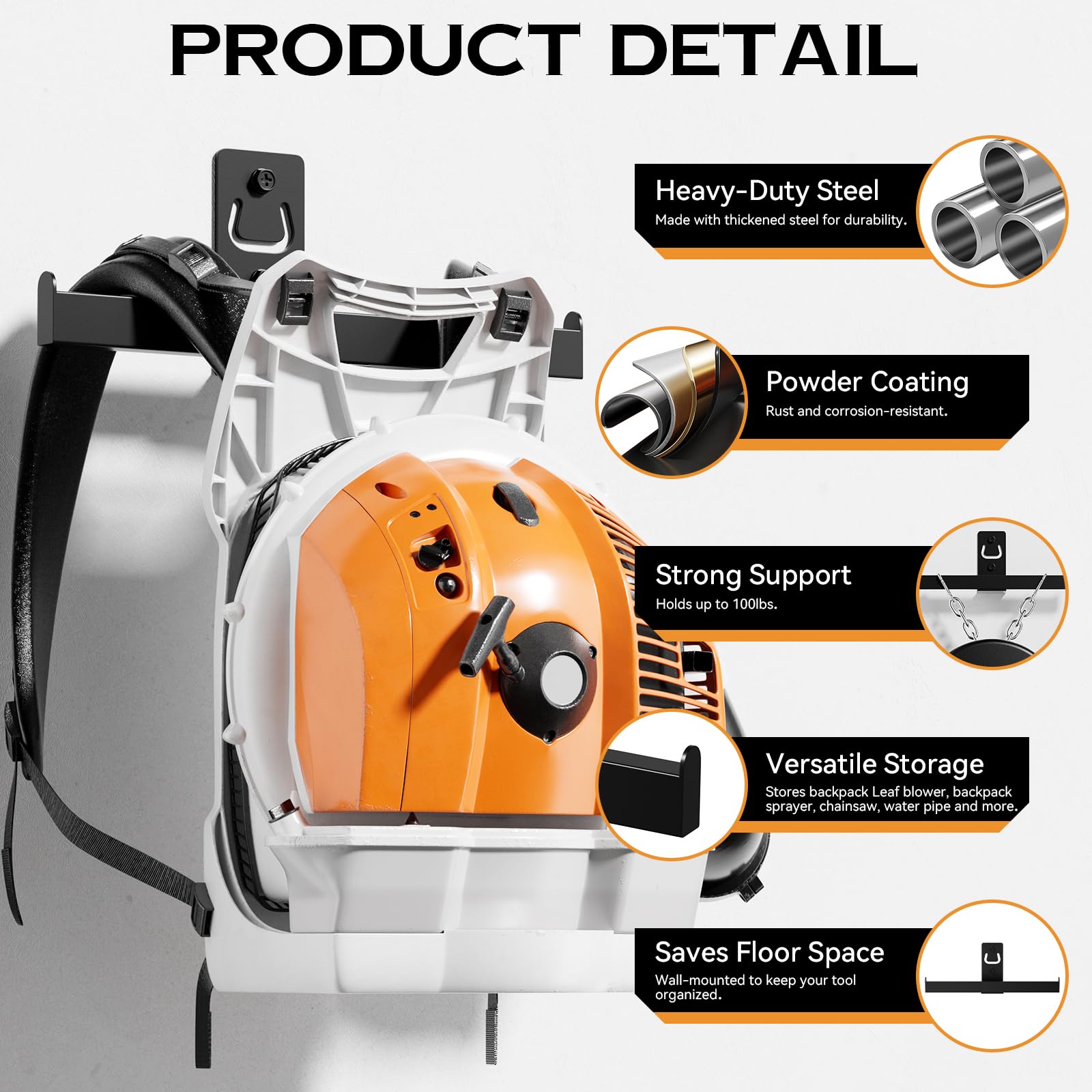 Leaf Blower Wall Mount - Heavy Duty Tool Organizer -3