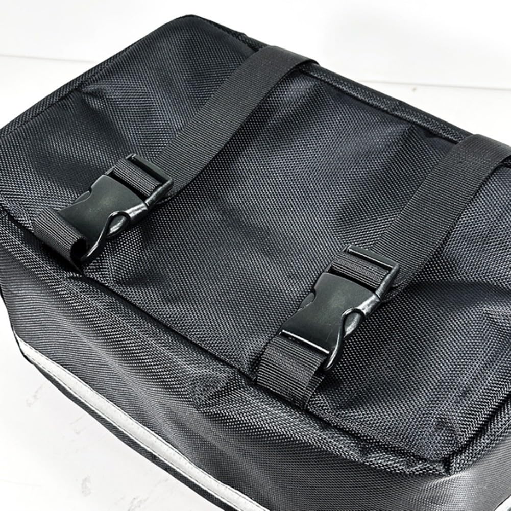 Borsa da bagagliaio per bici elettrica e biciclette, impermeabile da ciclismo, con tasche laterali, riflettente elettrico per portapacchi posteriore, per una maggiore durata (nero)