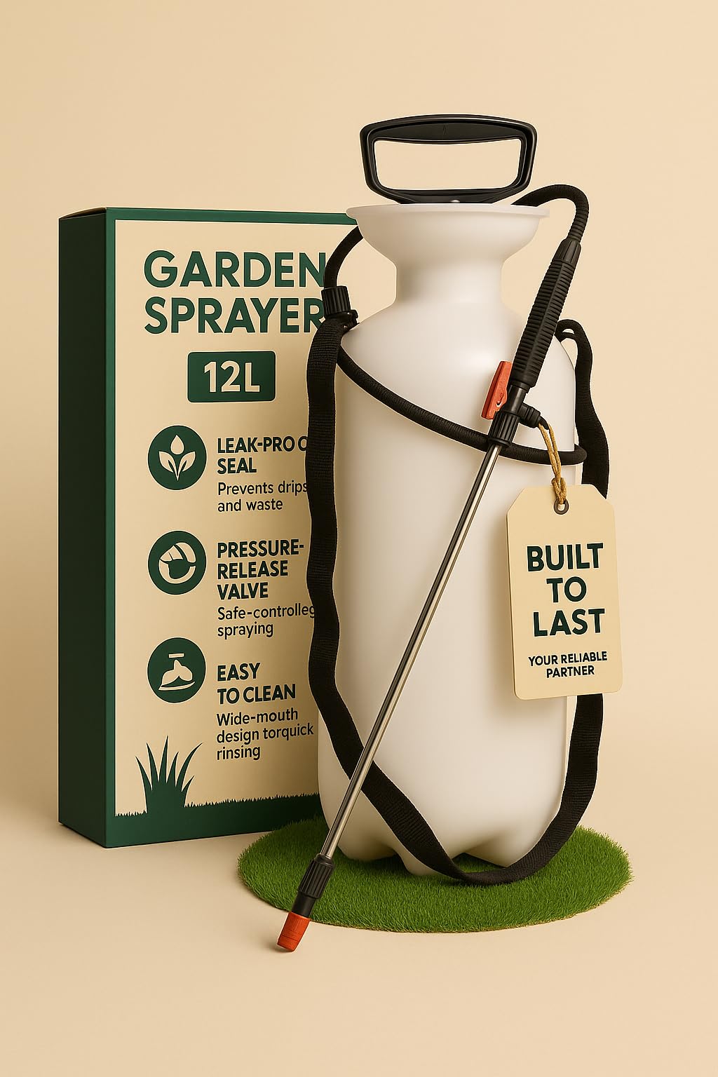 ASC - 12L Pressure Sprayer Complete Set - Knapsack, Shoulder Strap, Pump & Trigger Action - for Weed Killer, Water, Fertilisers, Pesticides, Herbicides, Detergents, Multi-Purpose - 12 Litre Bottle