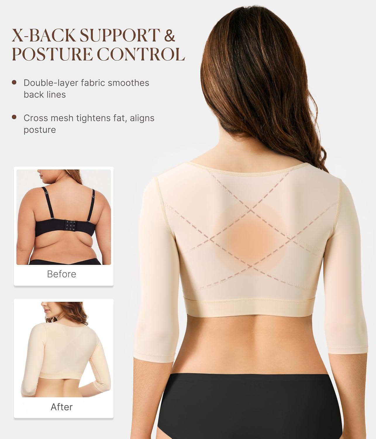 BRABIC Upper Arm Shaper for Women Fajas Post Surgery Compression Sleeves Front Closure Bra Arm Lipo Shapewear Tops - Image 3