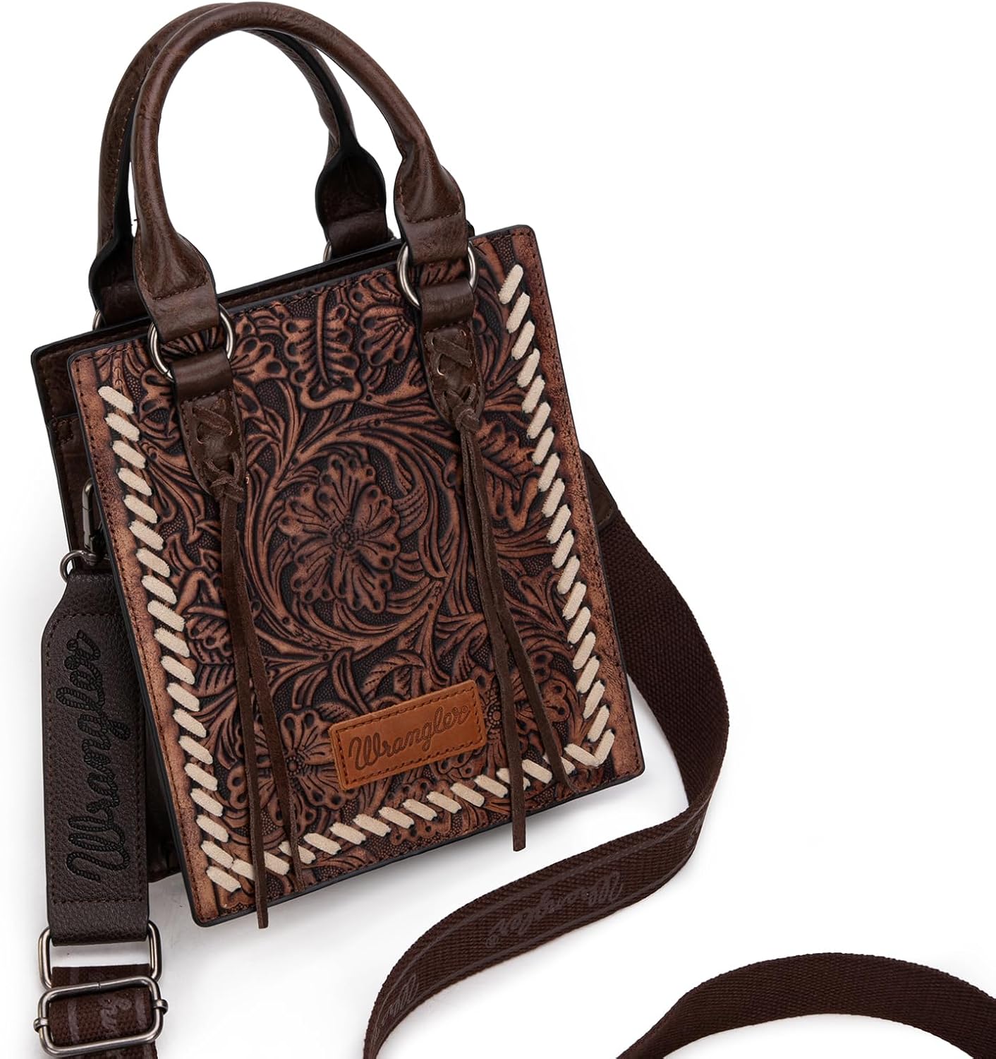 Wrangler Embossed Cross body Purse for Women Top Handle Handbags and Western Mini Tote