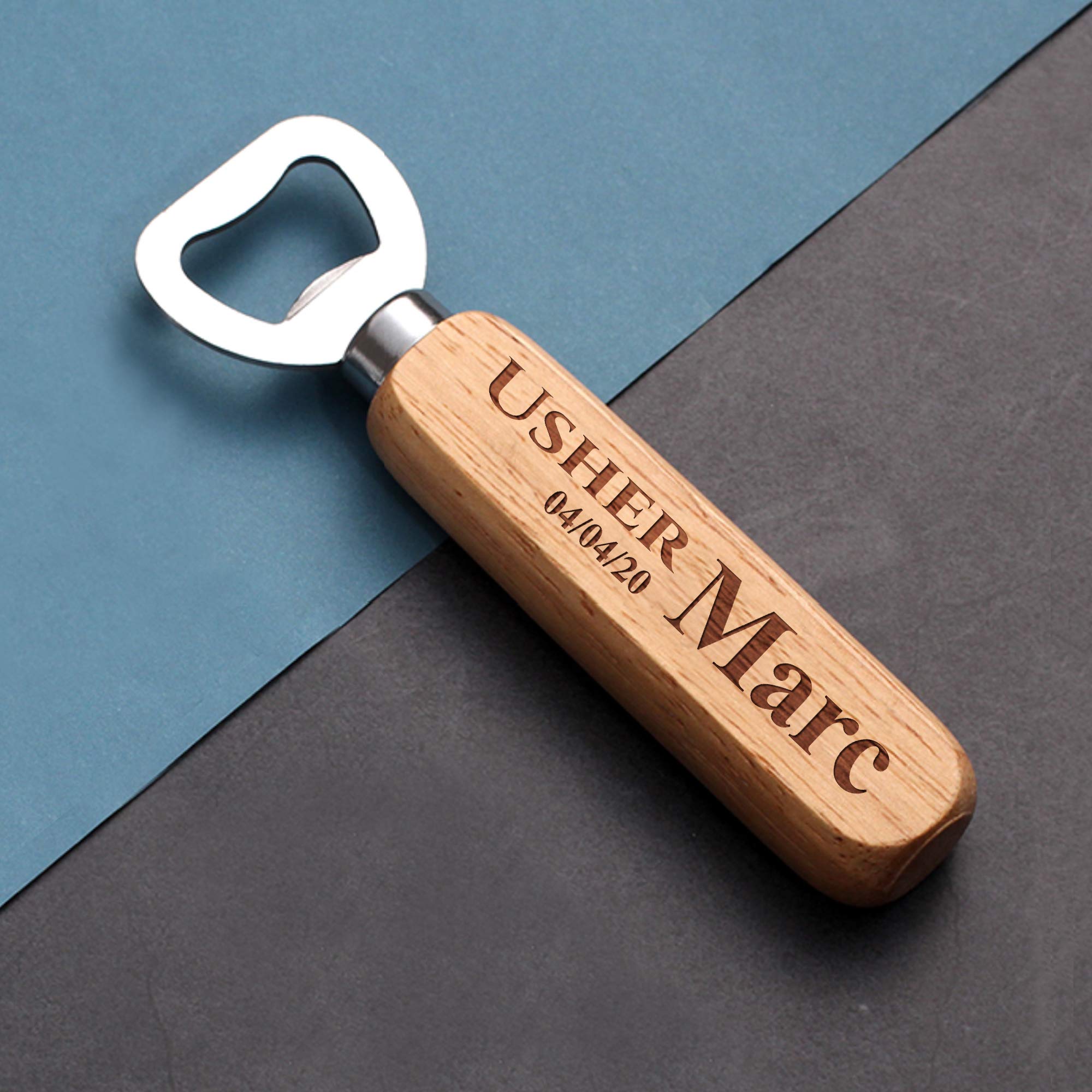 Personalised Bottle Opener, Engraved Wooden Bottle Opener, Custom Bottles openers, Personalised Gifts for Christmas Wedding Fathers Day Birthday(Usher)
