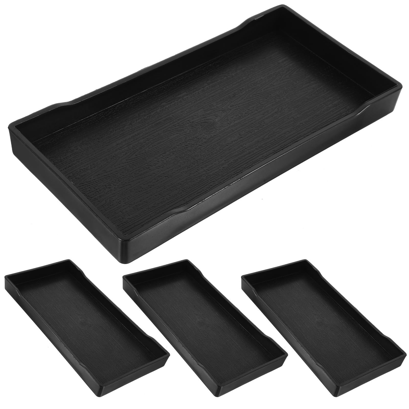 Set de 4 bandejas de almacenamiento de PP negro para organizar el baño