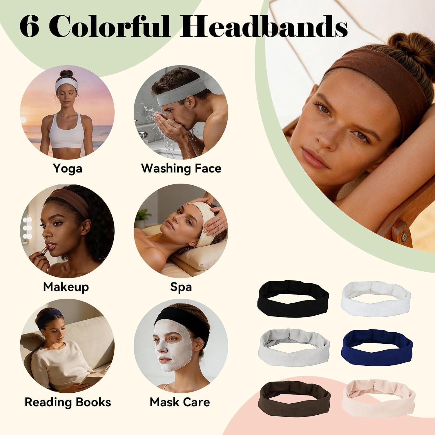 Headbands for Women, Non-Slip Summer-Exclusive Head Bands, Soft Elastic Cotton Wide Hair Bands for Girls, Floral Stripe Heart Thin Hair Accessories for Running, Sports, Workout, Fashion & Daily Wear image 4