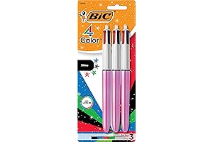 BIC 4-Color Shine Retractable Ballpoint Pen: Express Yourself with Pink Metallic Style