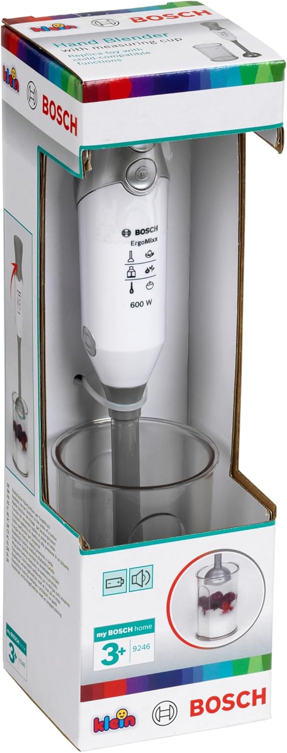 Theo Klein 9246 Bosch Hand Blender I Childproof Copy with Rotating Knives and Measuring Cup I Dimensions: 8 cm x 8 cm x 27.5 cm I Toys for Children from 3 Years and Over