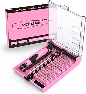 VCELINK Precision Screwdriver Set, 45-in-1 Magnetic Small Screwdriver Kit with 42 Bits, Pink Gifts for Women Compatible with PC, Electronic, Watch, Eyeglasses, DIY Project