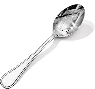 KINGSTONE 4 Piece Teardrop Dinner Spoons(8.14 inch), 18/10 Stainless Steel Spoon Set, Premium Table Spoons, Durable Metal Spoon for Home, Kitchen, Restaurant, Mirror Polished, Dishwasher Safe