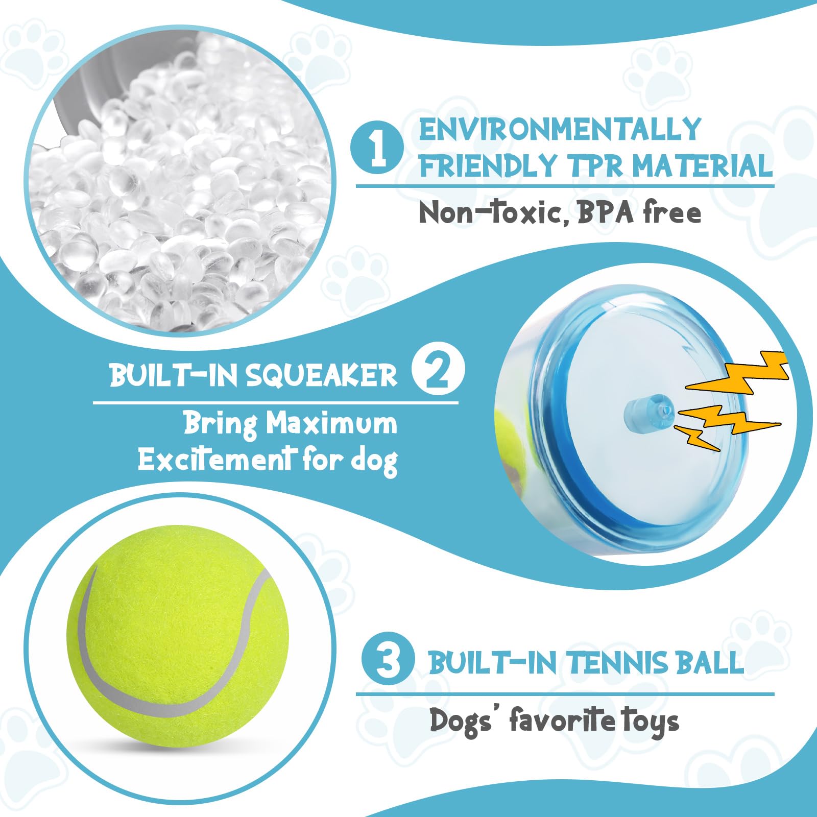 Shepinsky Squeaky Chew Dog Toys, Indestructible Dogs Toy with Tennis Ball, Durable Puppy Boredom Toys for Playtime &Training - Image 3