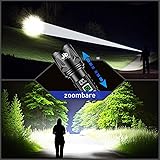 JAY-PARK Torch 100,0000 Lumens Rechargeable 5000 mAh with LCD Display and 5 Lighting Modes, LED Torch Extremely Bright Zoom Long Light Beam (3000 m) for Outdoor, Camping - 3