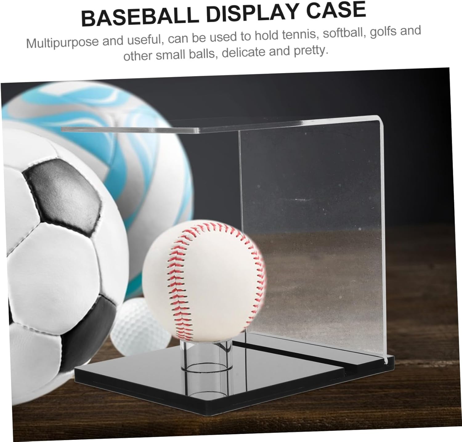 2pcs Softball Display Case Acrylic Holder Base for Signed Memorabilia for Baseball Tennis and Golf Collectibles