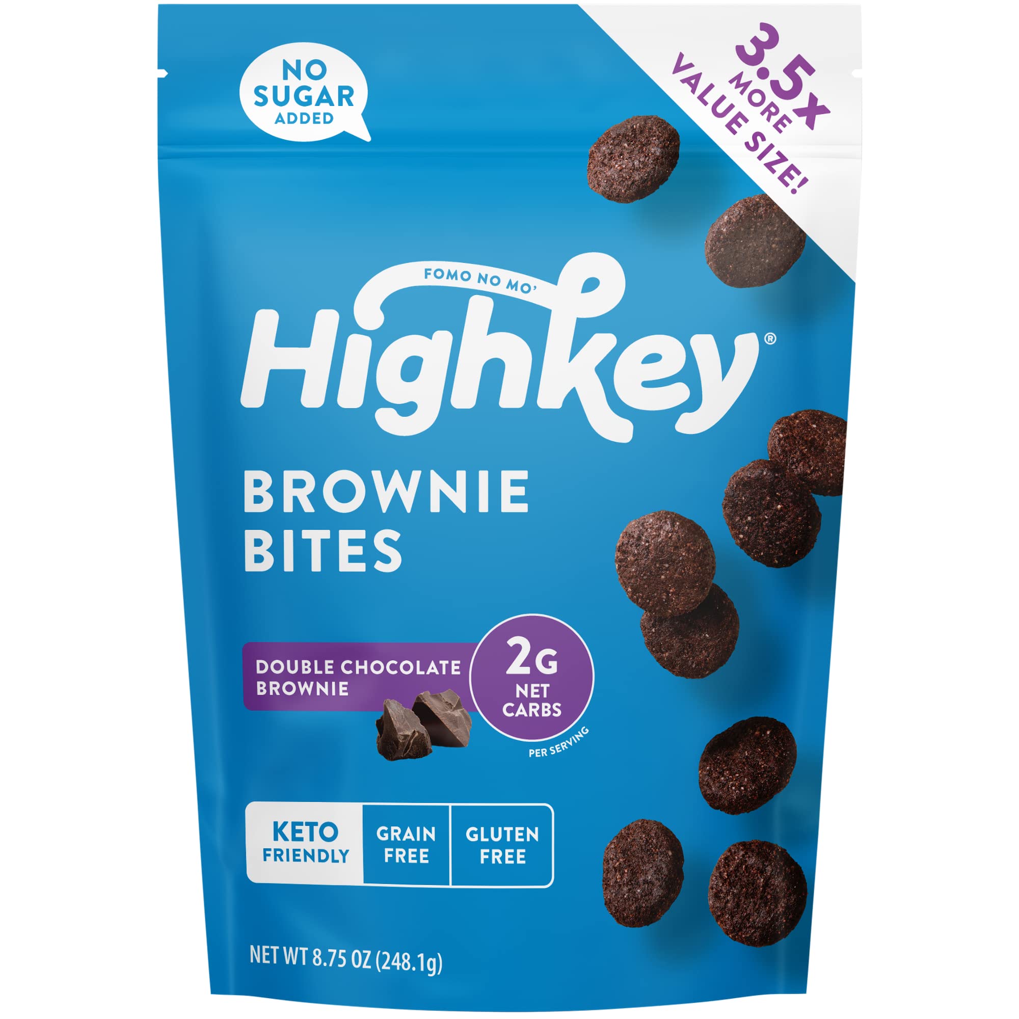 HighKey Low Carb Brownie Bites - 8.75oz 1Pack Keto Snack Gluten Free Desserts Diabetic Snacks Diet Friendly Foods Zero Sugar Dessert Treats Sugar Free Chocolate Cookies Sweets Healthy Keto Protein Brownies - 8.75oz Brownie Bites 1-Pack