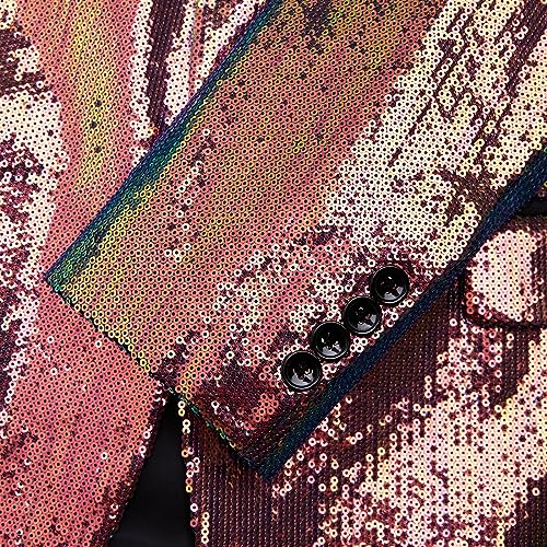 Men's Shiny Sequins Blazer Suit Jacket Stylish Tuxedo for Party,Wedding,Banquet,Prom4