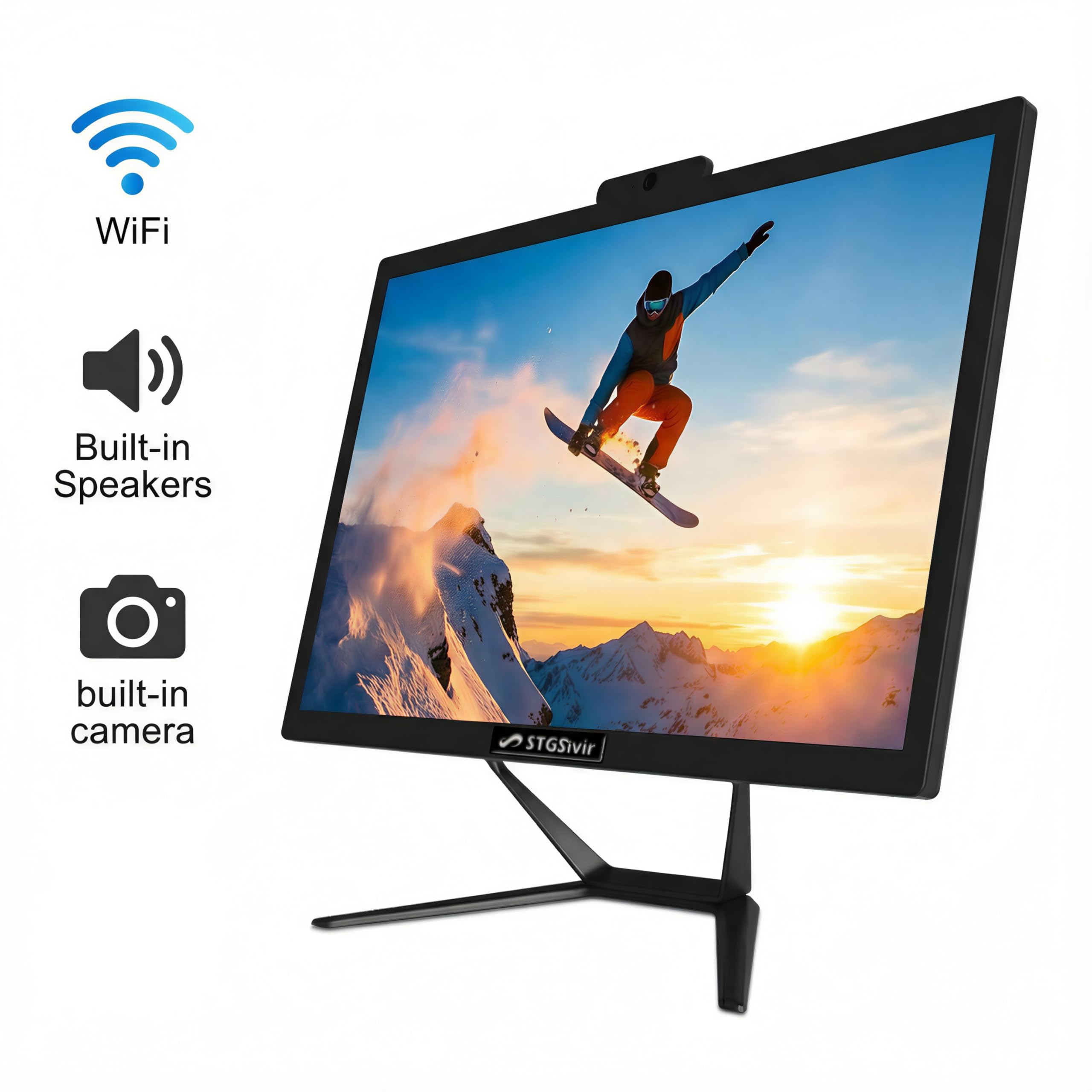 STGsivir All in One PC, Ordenador Todo en uno，Pantalla FHD de 21.5", Core i5 hasta 3.6 GHz, 16GB RAM, 512GB SSD, WiFi, Bluetooth 5.0, Windows 11 Pro, Negro