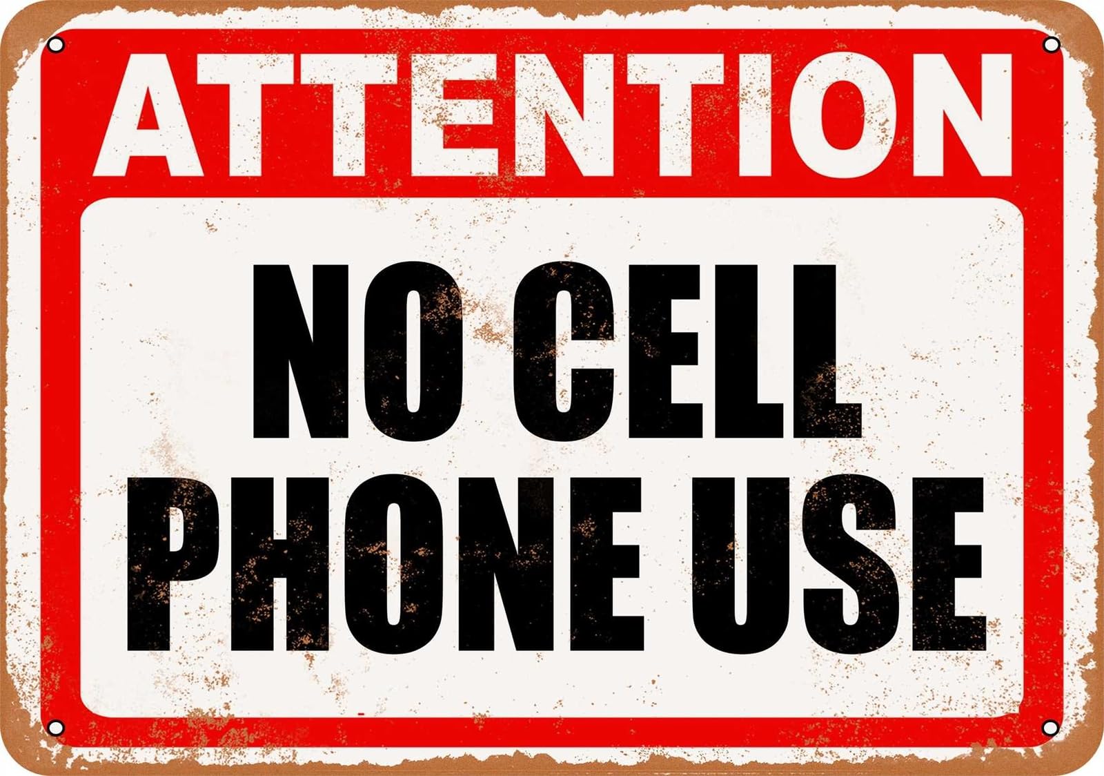 Miaomansenstore Metal Sign - Attention No Cell Phone Use - Vintage Look Home Decor