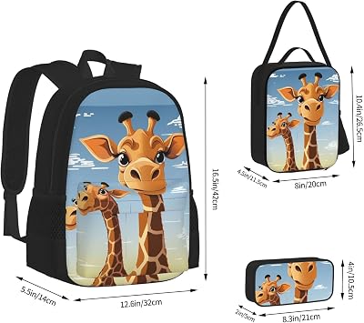 3 in1 Travel Laptop Backpack with Lunch Bag and Pencil Case Casual Daypack