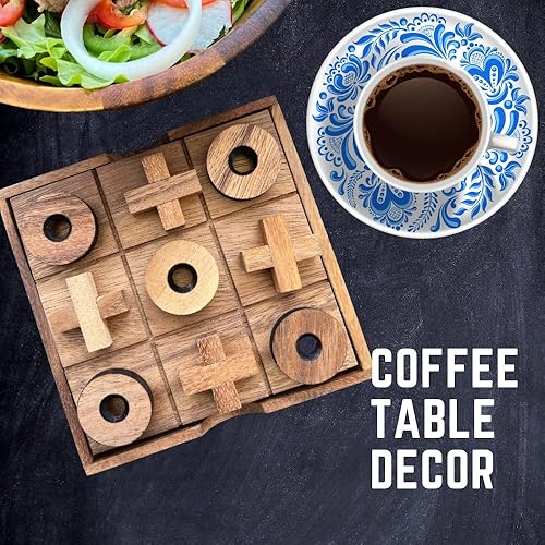 Miniatura 4 de NUTTA - TicTacToe Juego de madera tamaño 5.5 x 5.5 pulgadas, juegos de mesa de madera Tic Tac Toe, mesa de café, escritorio, juguete divertido para
