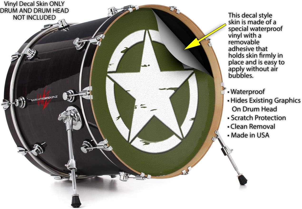 Vinyl Skin Decal Wrap for 22" Bass Kick Drum Head Distressed Army Star - DRUM HEAD NOT INCLUDED