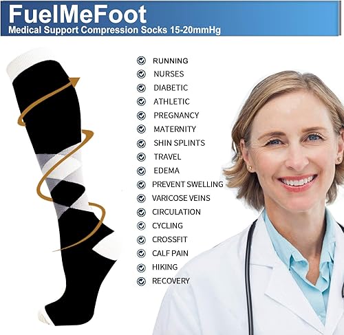 Miniatura 72 de FuelMeFoot - Paquete de 3 calcetines de compresión de color cobre, calcetines de compresión para mejorar la circulación, para mujeres y hombres