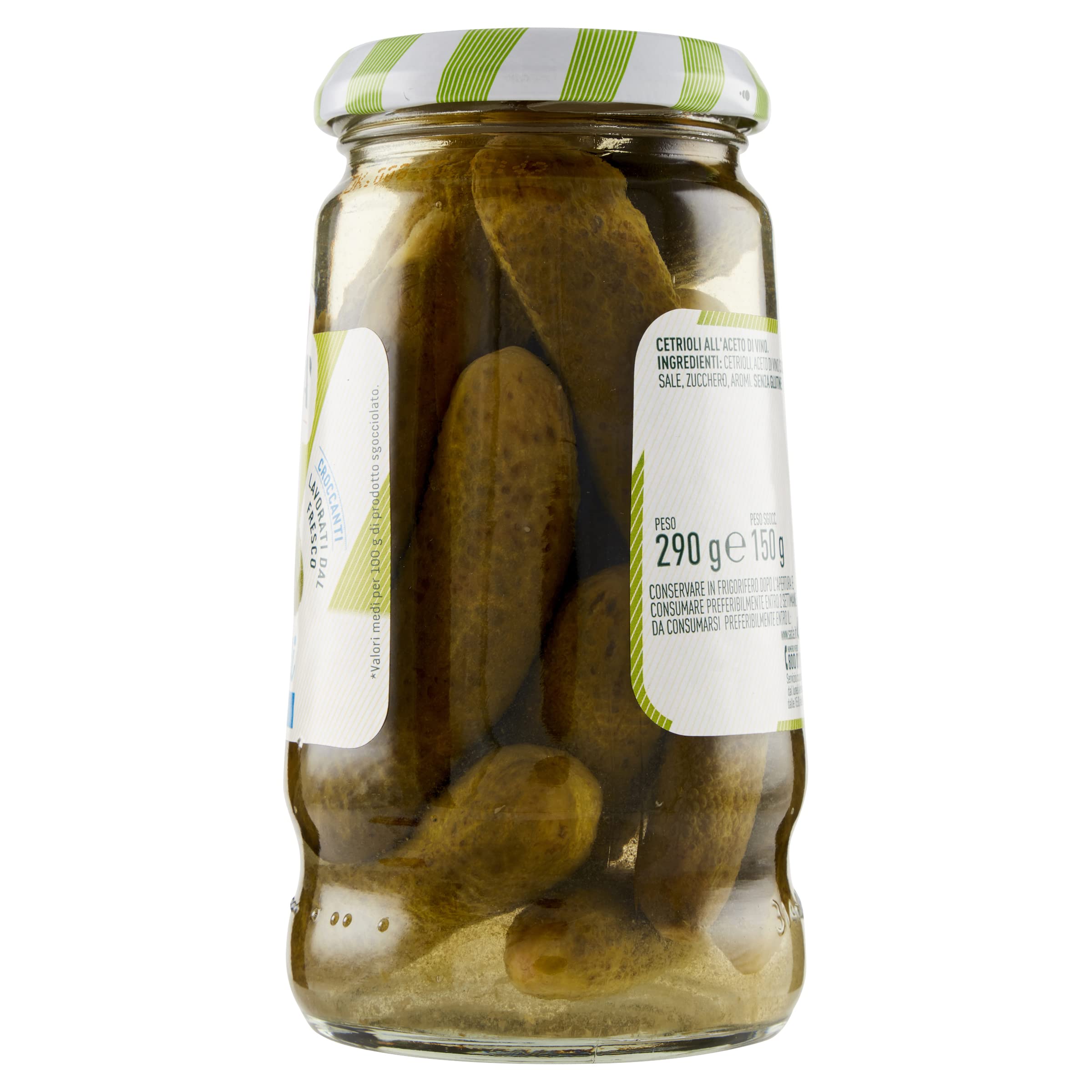 Saclà, Acetelli, Cetrioli All'Aceto di Vino, Ideali per Aperitivo, Antipasti e Insalate, Vaso Vetro, 290g (150g sgocciolato), Confezione da 12 pezzi