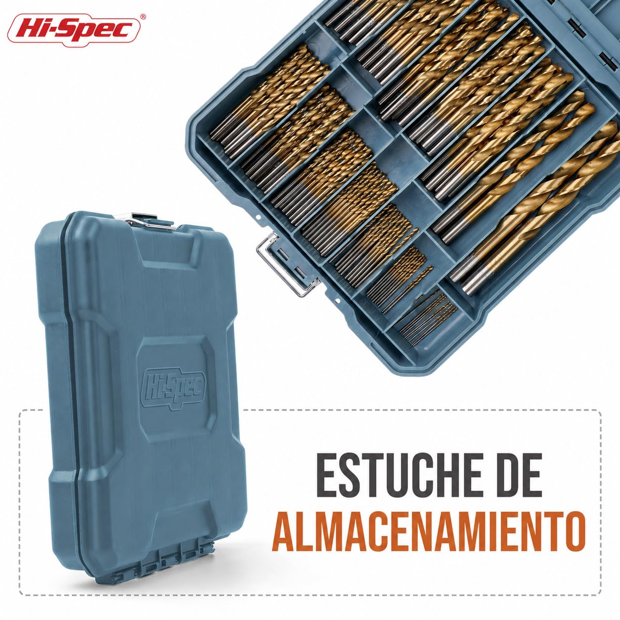 Hi-Spec Juego de Brocas de 99 Piezas. Set de Acero Recubiertas en Titanio HSS.Para Taladrar y Perforar Metal, Hormigon, y Madera. Accesorio ideal para Taladro Electrico y Caja Herramientas