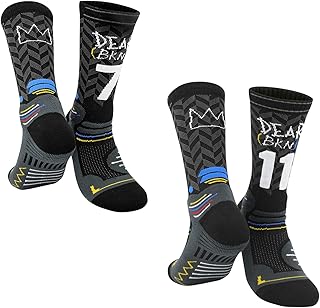 2-Pairs Basketball-Socks-for-Men & Boys, Basketball Team Lucky Number Sports-Star-Socks for Child & Adult