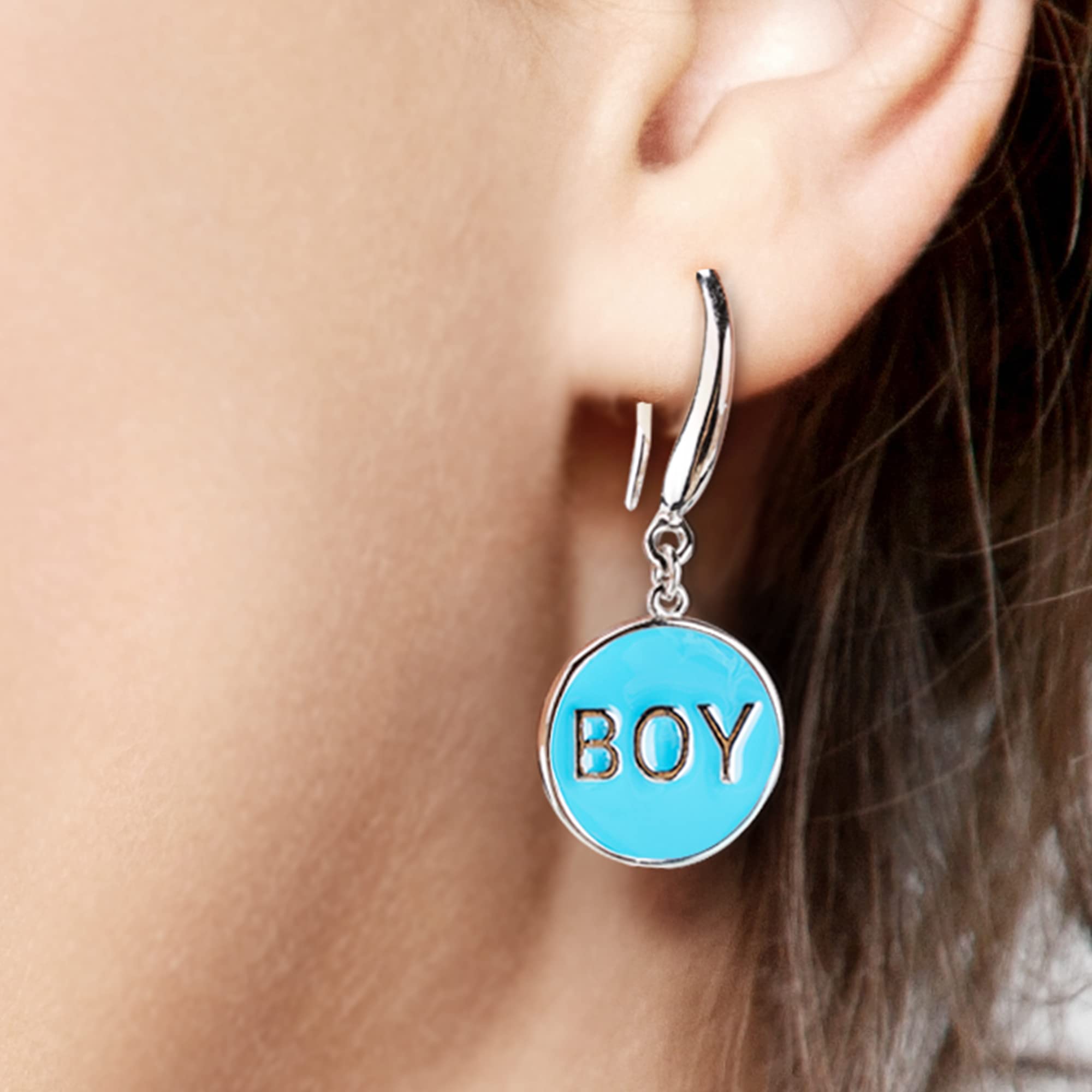 Boy Girl Sign Earrings in Pink or Blue - Stylish Hypoallergenic Stainless Steel for Fun Gender Reveal, Baby Shower, Pregnant Mother, T-Shirt Decor
