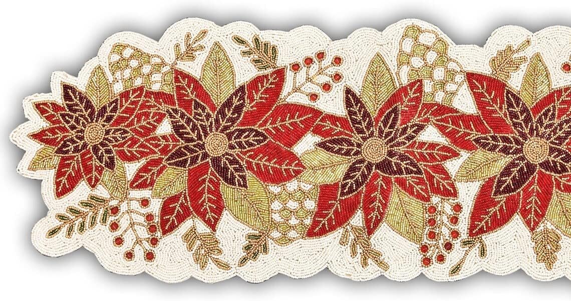 Multicolor Floral Table Runner, Handmade Beaded Table Runner, Designer Table Topper 13X36 Inch Table Runner ,Dinning Table set