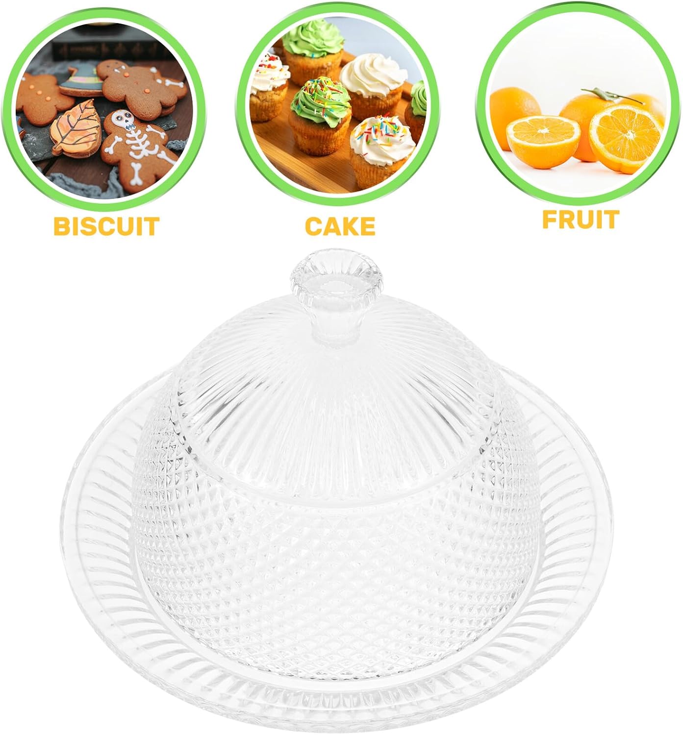 Glass Cake Display Plate with Dome Cover, European Style Glass Dessert Stand Tray with Lid for Home and Party Use, Protective Cake Dome for Fruit and Pastry Serving