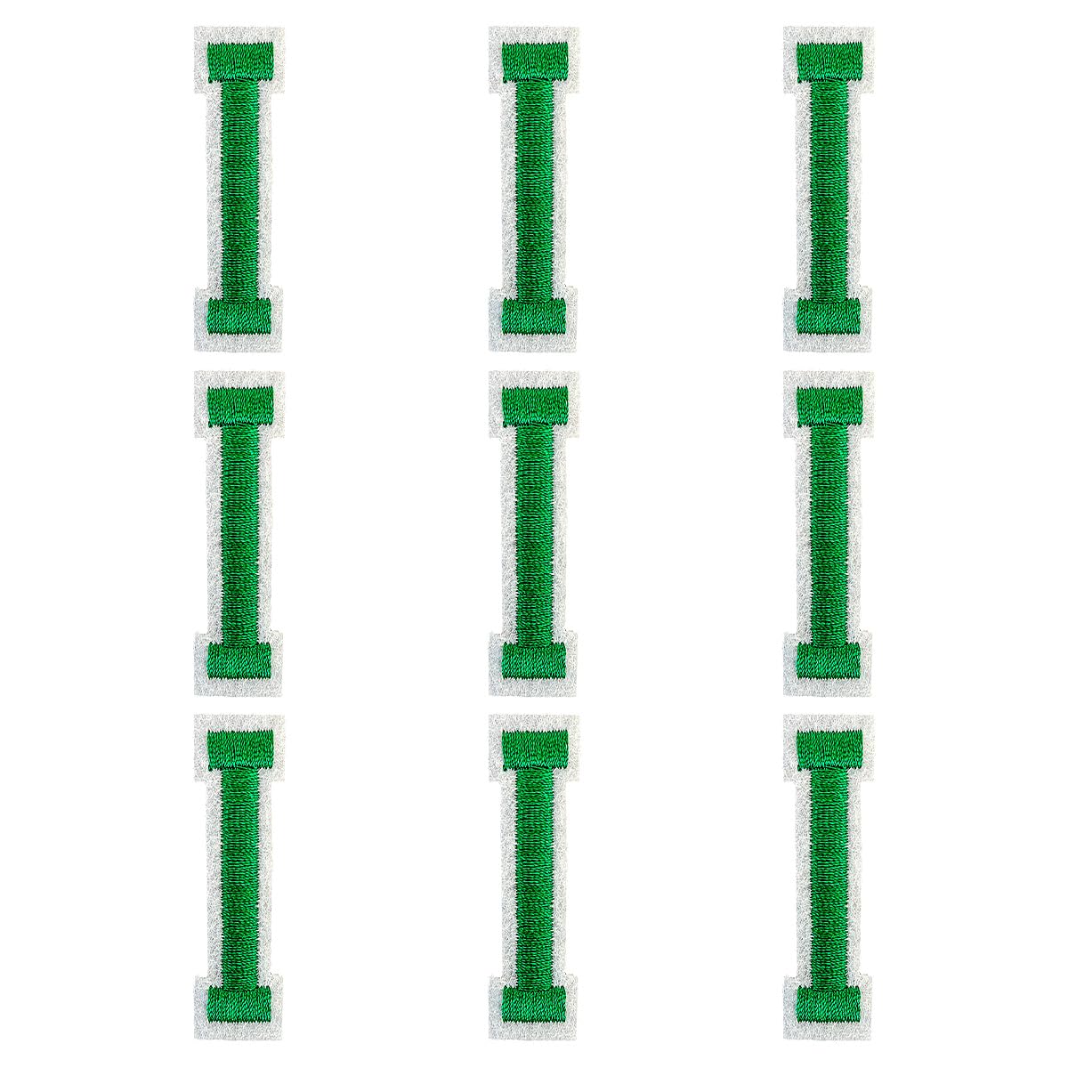 GYGYL Iron on Letters Patches, 9Pcs of 2 Inch Green Letter "I" Patches, Alphabet Embroidered Patch for Clothes, Dress, Hat, Socks, Jeans, DIY Accessories