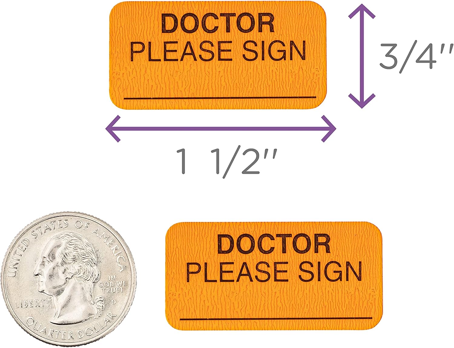 Carstens Medical Stickers – Doctor Please Sign Alert and Instruction Labels for Medical Charts, Orange and Black, Roll of 100 Patient Chart Labels, W1.5" x H.75"
