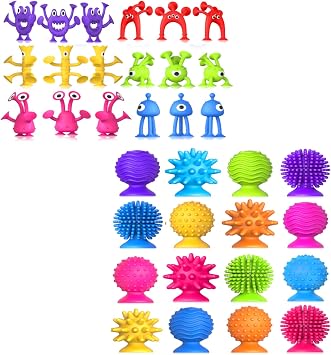 16 Pack Textured Suction Toys and 18 Pack Alien Suction Toys Bundle