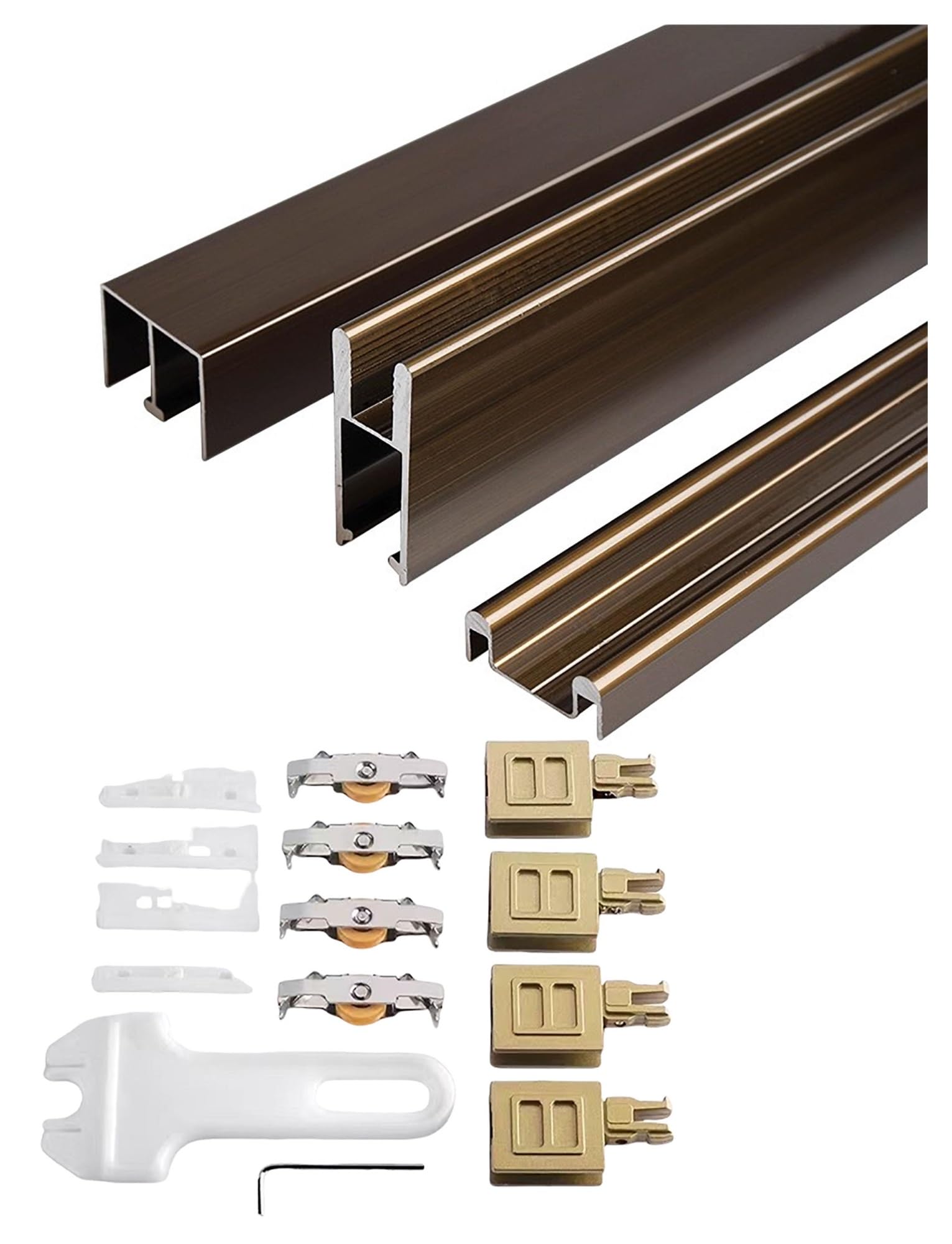 YDHSIKK Glass Sliding Door Track, Aluminum Alloy Sliding Door Track Set For 8mm Glass Multicolor Multiple Sizes(Gold,120cm/47.2in)