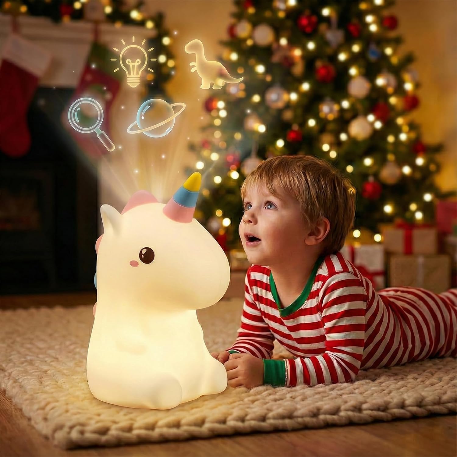 AI Smart Unicorn Night Light for Kids, Interactive Talking Storyteller & Educational Companion, 7-Color Changing Soft Silicone Nursery Lamp, Squishy Bedside Sleep Aid, Room Decor Gifts for Girls Boys