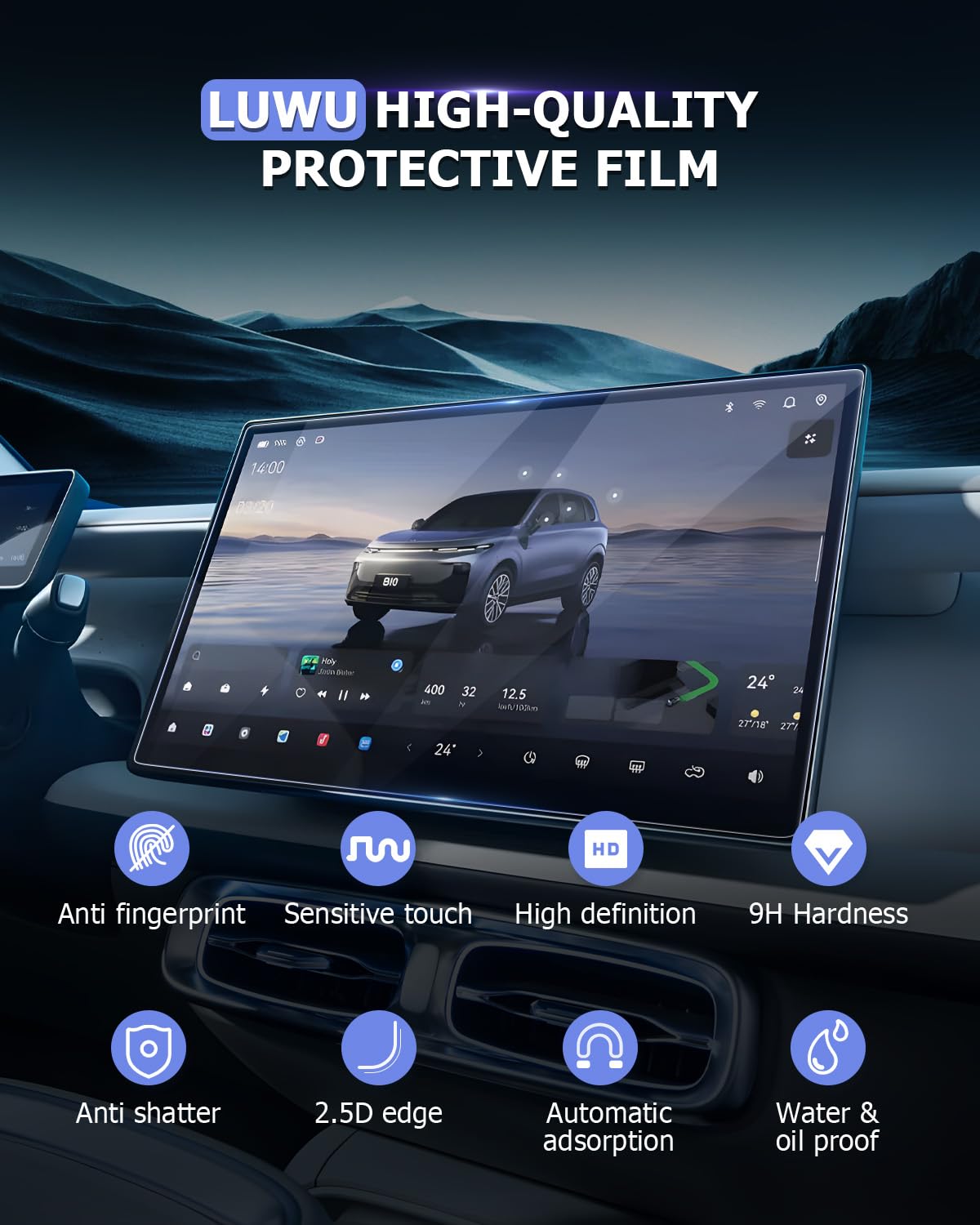 LUWU Compatibile con Leapmotor B10 2025 2026 2027 Navigation Pellicola Protettiva 14,6 Pollici GPS HD Vetro Temperato Pellicola Protettiva 9H Antigraffio Leap Motor B10 Accessori