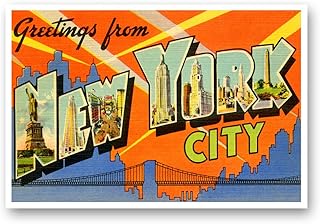 GREETINGS FROM NEW YORK CITY, NY vintage reprint postcard set of 20 identical postcards. Large letter NYC city name post card pack (ca. 1930's-1940's). Made in USA.