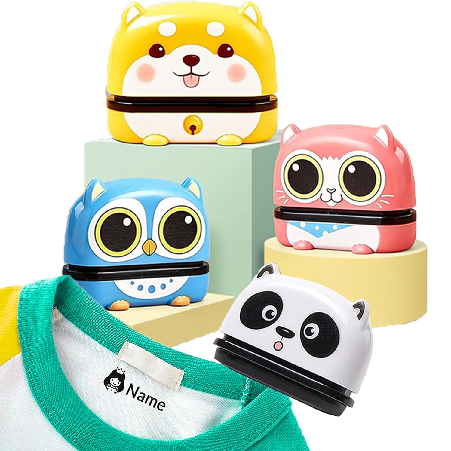 Custom Personalized Name Stamp for Kids Clothing, Permanent Fabric Markers Waterproof and Washable Labels for Baby Clothes & Nursery Custom Name Tag Stickers (Panda)