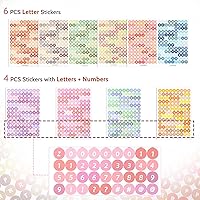 Vista 4 de 10 Sheets Letter Number Stickers, Colorful Self Adhesive Alphabet Letter Stickers, Small Scrapbooking Letter Number Stickers for DIY Art Craft
