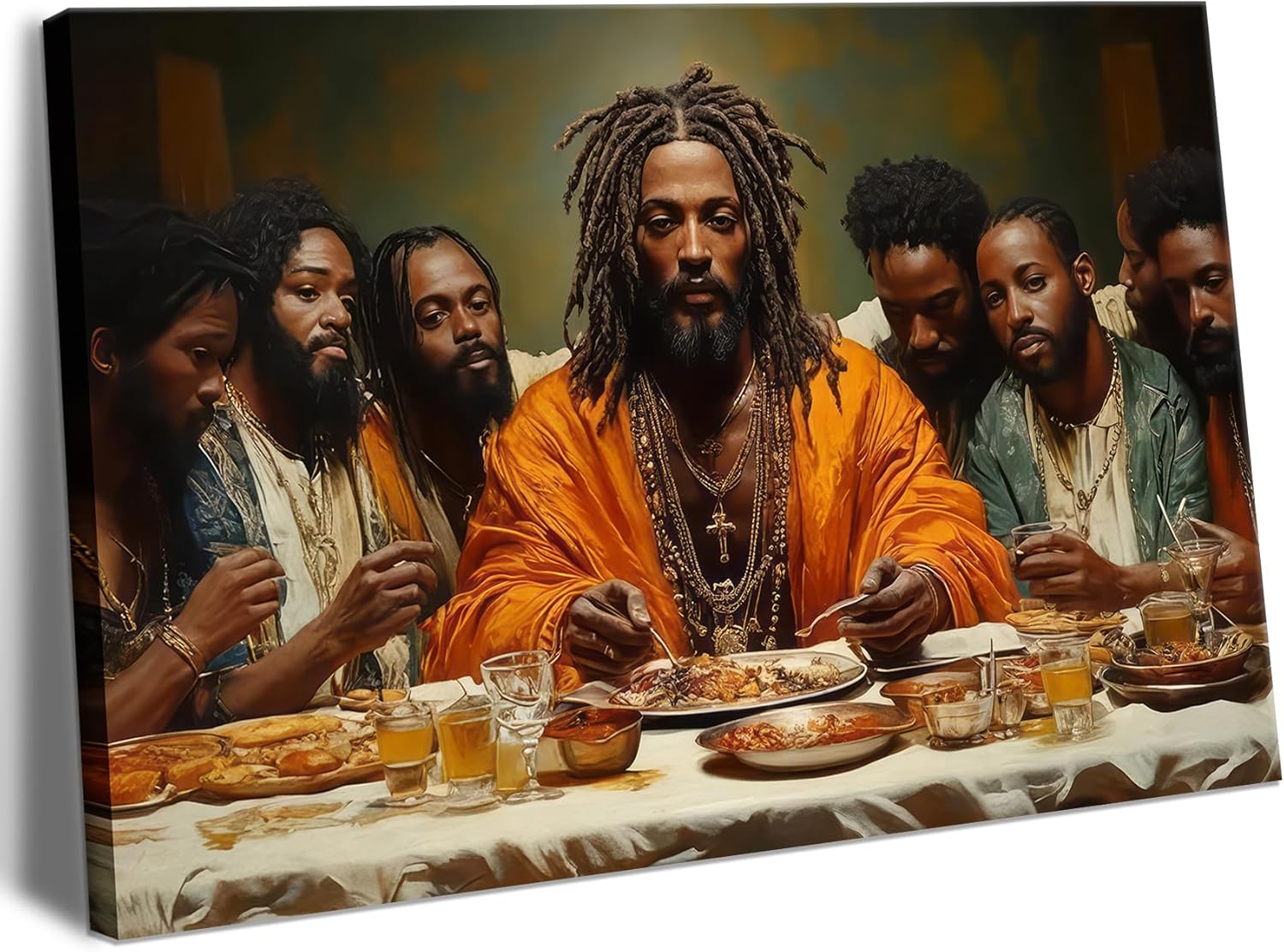 Modern Black Jesus Canvas Wall Art African American The