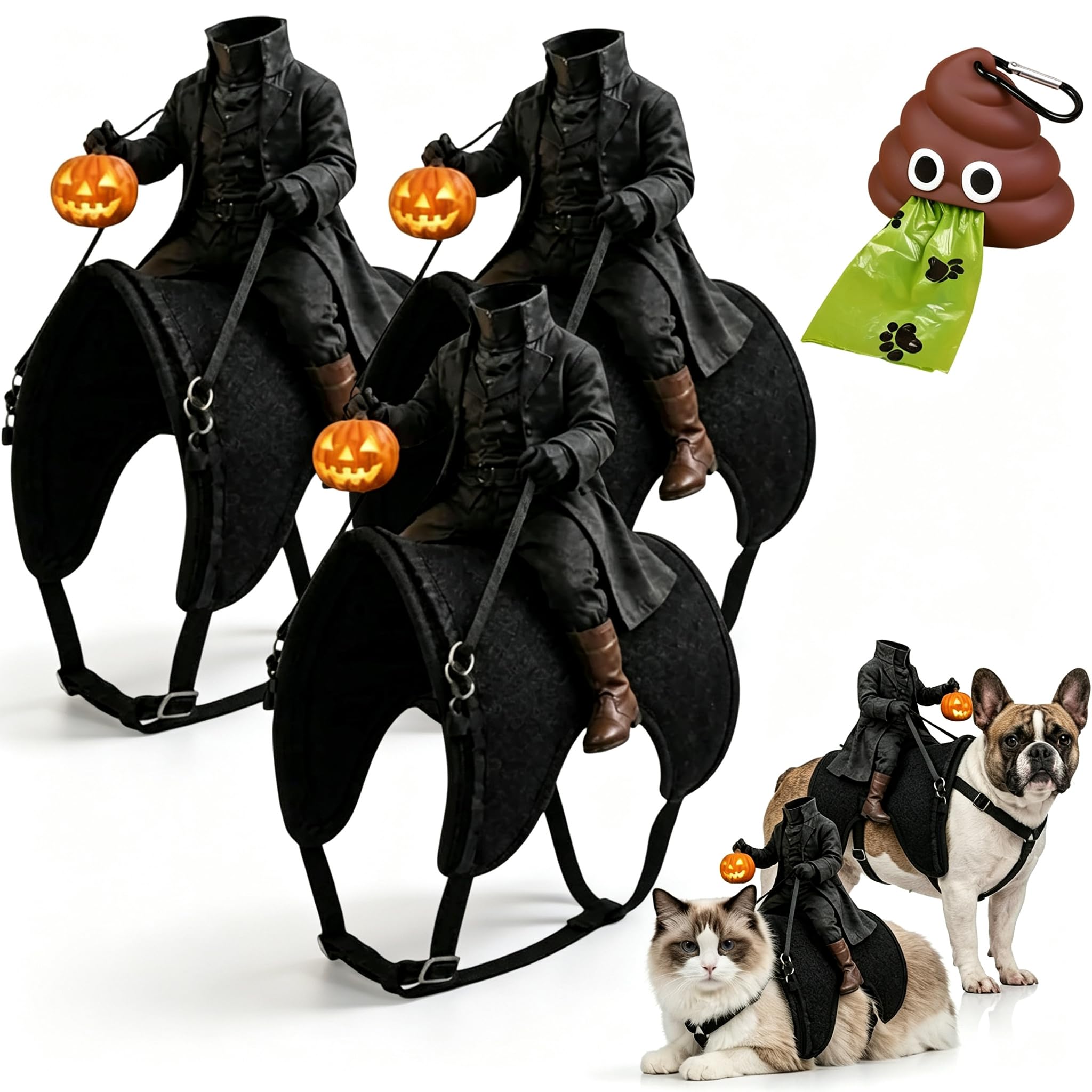 3D Headless Horseman Cat Costume - Dog Halloween Costumes (3pc)